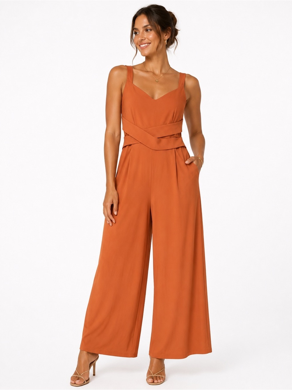 HALARA Rust Wide-Leg Jumpsuit